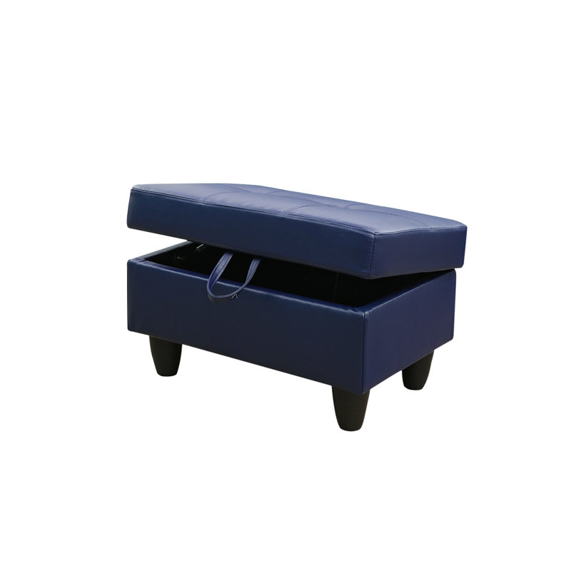 Faux Leather Upholstered Storage Bench, Blue