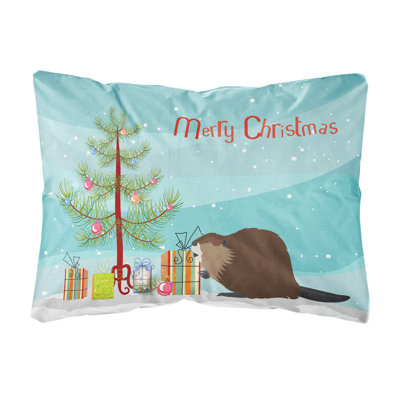  Coussin décoratif intérieur / extérieur Eurasian Beaver Christmas