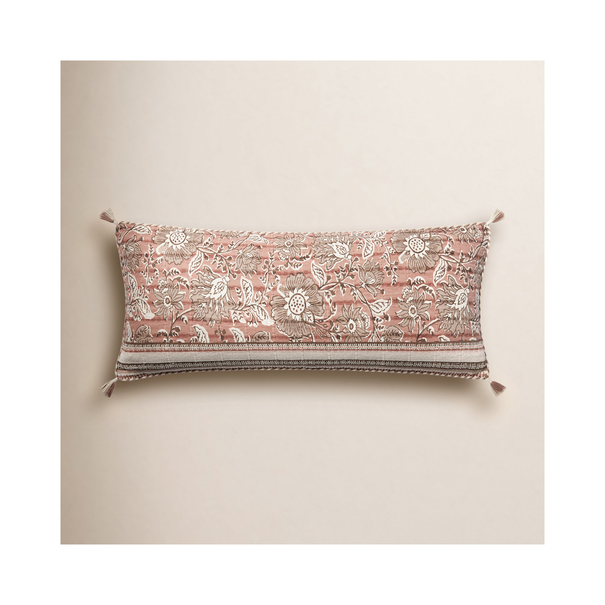Tassels 100% Cotton Lumbar Throw Pillow, Pillow Cover Only - No Insert