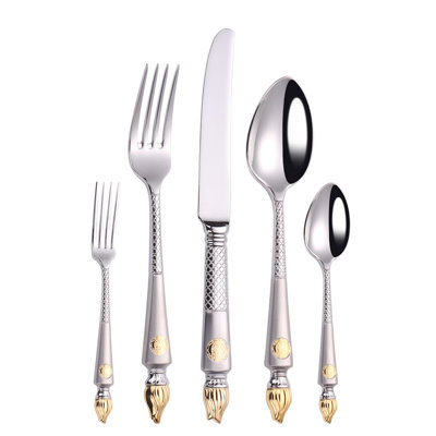 304 Stainless Steel Steak Knife & Fork Set - Brushed Gold Cutlery, Mirror Polished Utensils For Dining