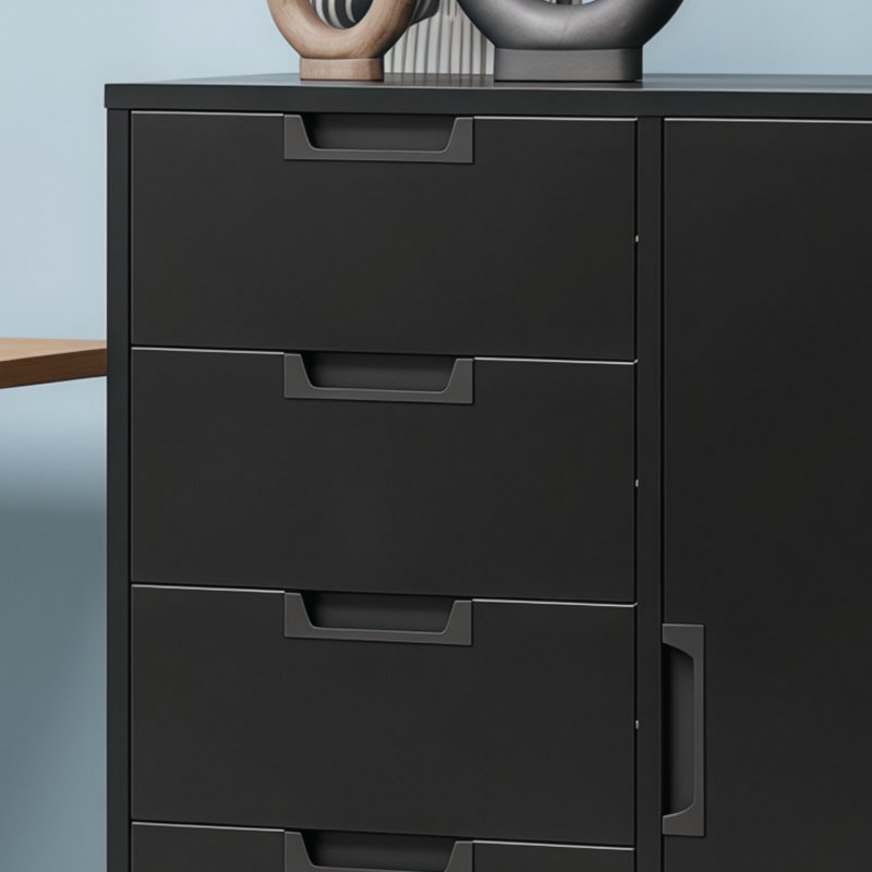 Black 5-Drawer Metal Mobile Cabinet, Also Serves As A Printer Rack/Craft Cabinet/Dressing Table, Suitable For Home Offices.