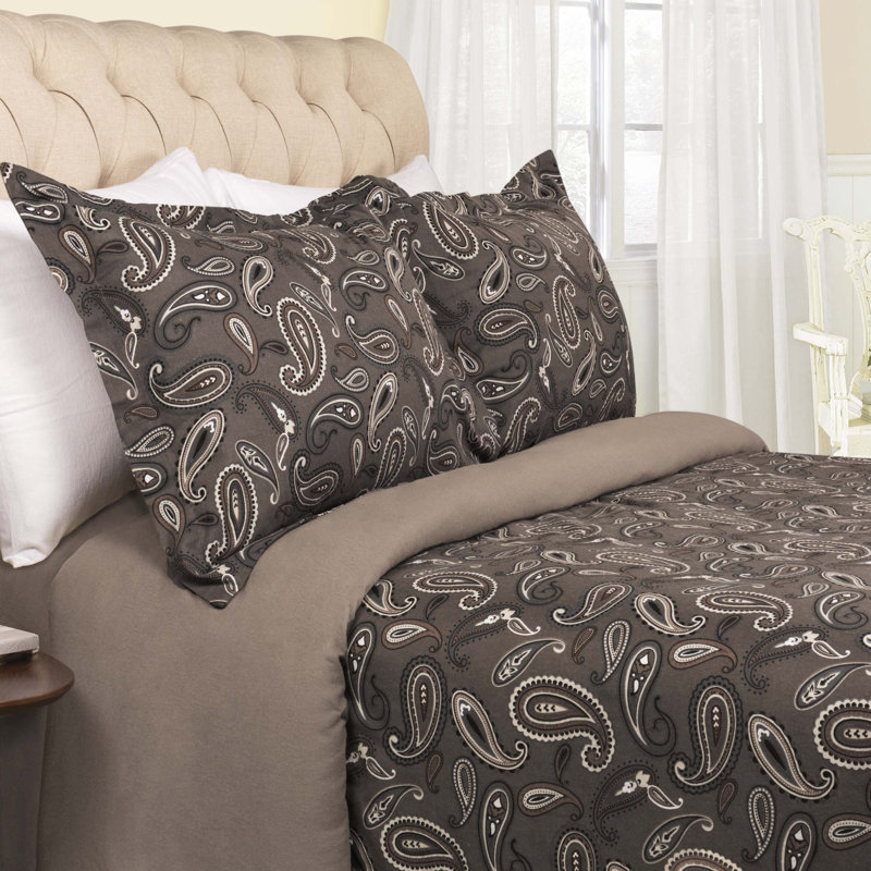 Superior Flannel Cotton Modern Classic Fuzzy Duvet Cover Set With Pillow Shams, King / California King Duvet + 2 King Shams
