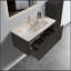 Meuble-lavabo flottant rayé en chêne noir brossé de 36 po avec lavabo en céramique blanche Etna, conception moderne et fonctionnelle pour votre salle de bain.