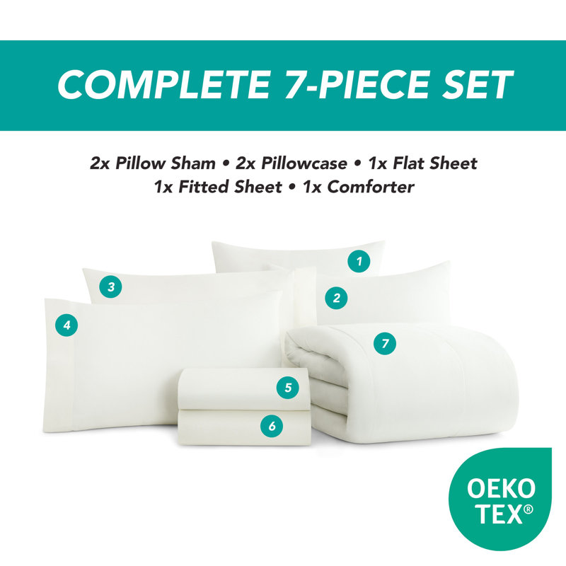 King White Organic Microfiber 7-Piece Bed in a Bag Set