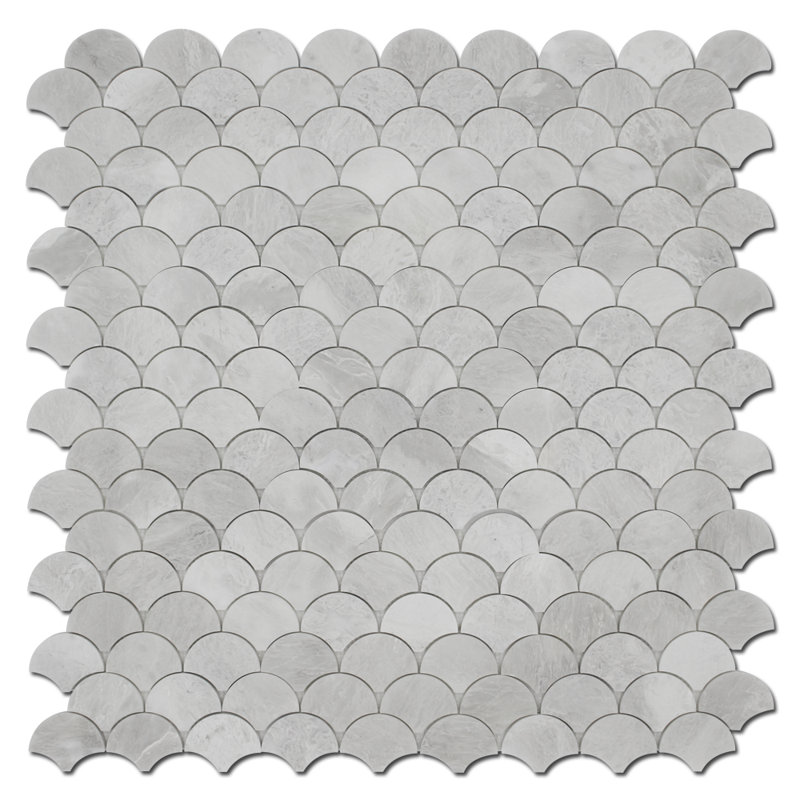 SCALLOPS MOSAIC POLISHED, White/Gray