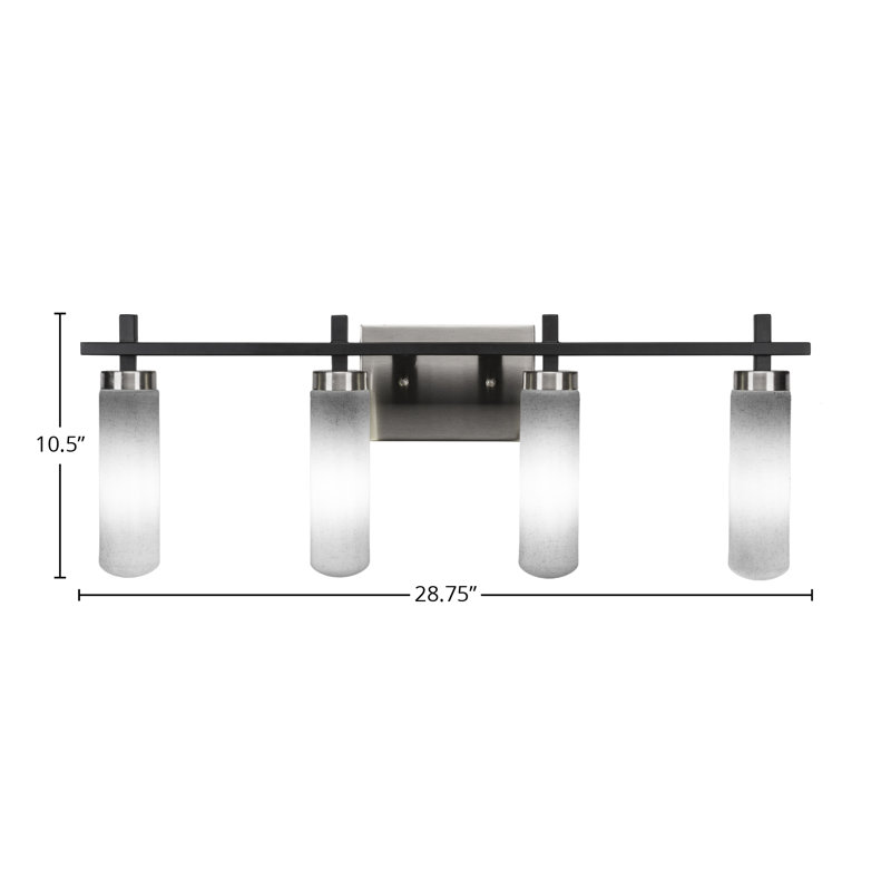 Salinda 4 Light Bath Bar, Matte Black/Brushed Nickel, White Muslin