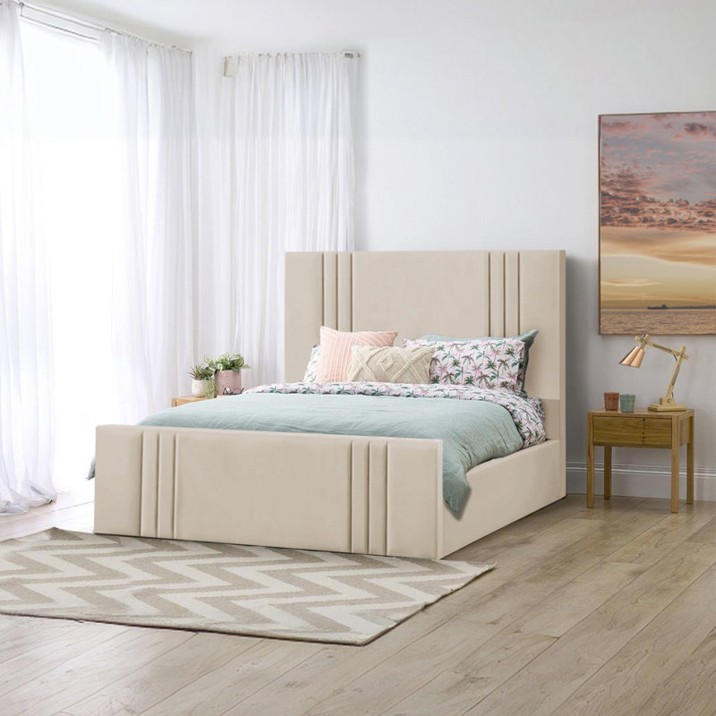 Mishayla Storage Bed, 135 x 190 cm, Cream
