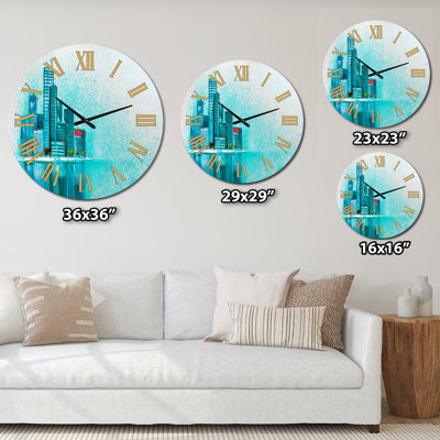 Cityscape By The River I - Horloge murale moderne