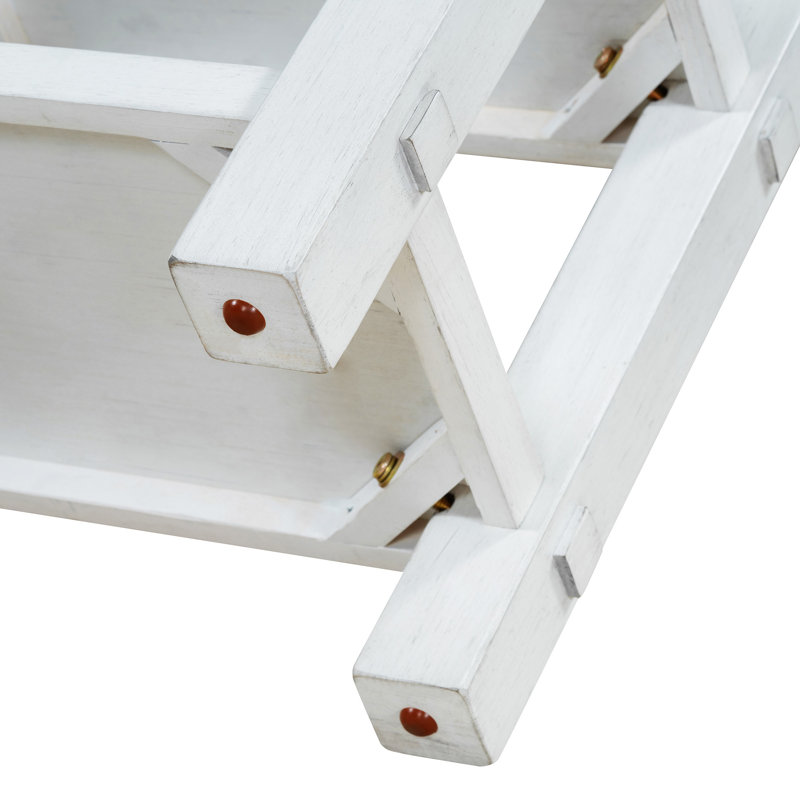 Retro Console Table with Drawer and Two Sturdy Shelves for Entryway, Living Room, Antique White