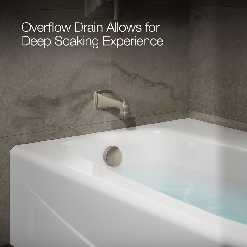 Villager Alcove 60" x 34" Alcove/Tile in Cast Iron Soaking Bathtub, Left, White