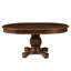 Table de salle à manger ronde extensible de style européen Château de Ville (122-168 cm) – Bordure sculptée à motif de corde, piètement sculpté à une seule colonne avec 2 rallonges, table de salle à manger classique en MDF