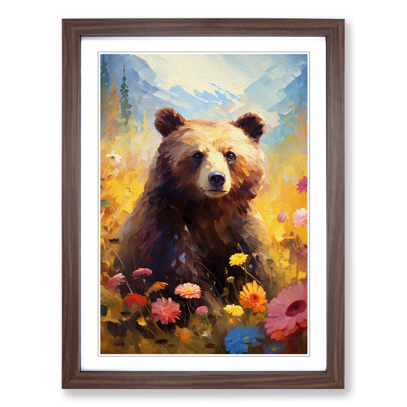 Bear Impressionism No.2 - Framed Print, Walnut Framed, 64cm H x 46cm W x 2cm D