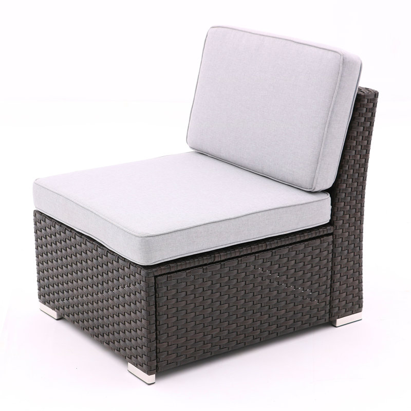 Ensemble de conversation modulaire avec coussins 7 pièces Sanae, Gris clair