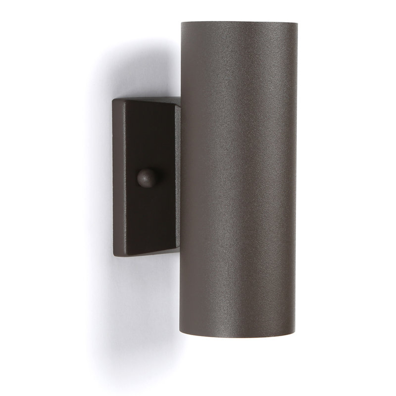 Modern Distressed Bronze Cylinder Wall Light with Up/Down Xenon Lighting
