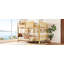 Lit superposé grand sur grand avec plateau pratique, lit superposé en bois massif avec tablettes de rangement et lattes améliorées-130701587