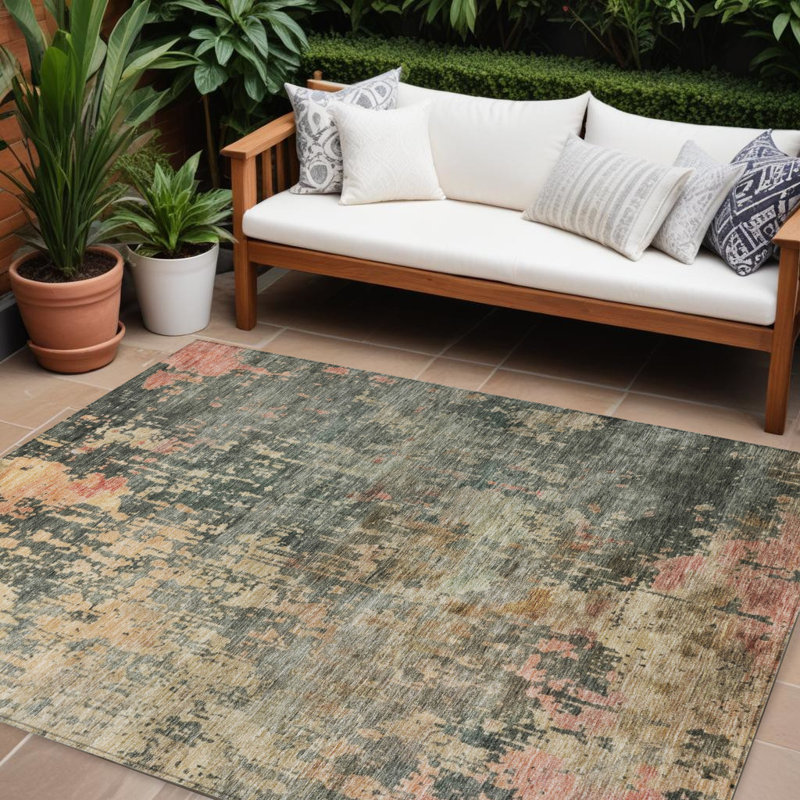 Tapis intérieur lavable abstrait gris et rose 9 'X 12'