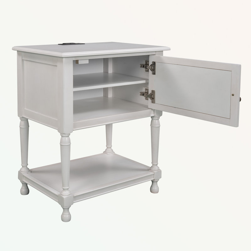 Table de chevet en bois massif Ambere, Blanc