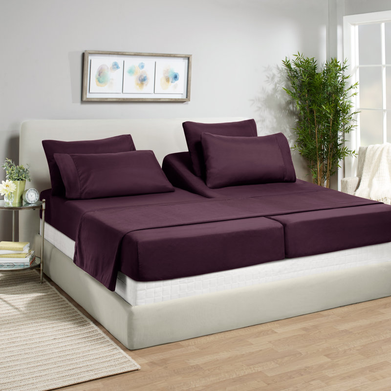 Ensemble de draps luxueux en microfibre, Mauve aubergine, Double