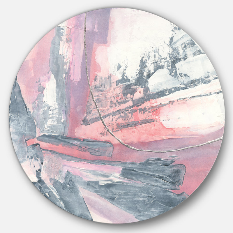 Durty Shabby Pink Blush I - reproduction d'art sur cercle en métal, H 11 po x l 11 po