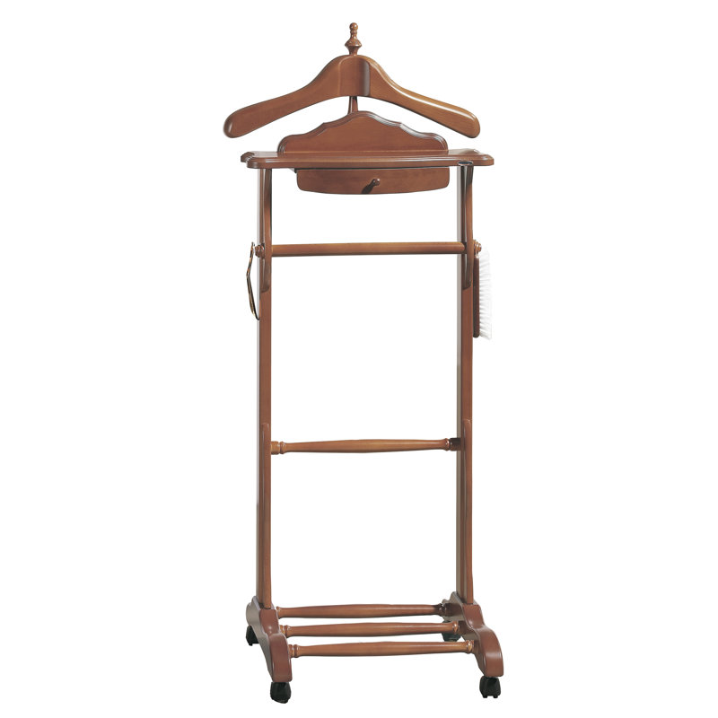 Stonehill Solid Wood Iron Freestanding 2 - Hook Valet Stand, Oak