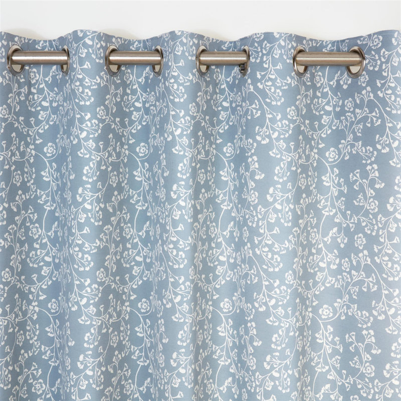Sade Fully Lined Ready Made Floral Eyelet Curtains, Blue, 46cm Width x 72cm Drop