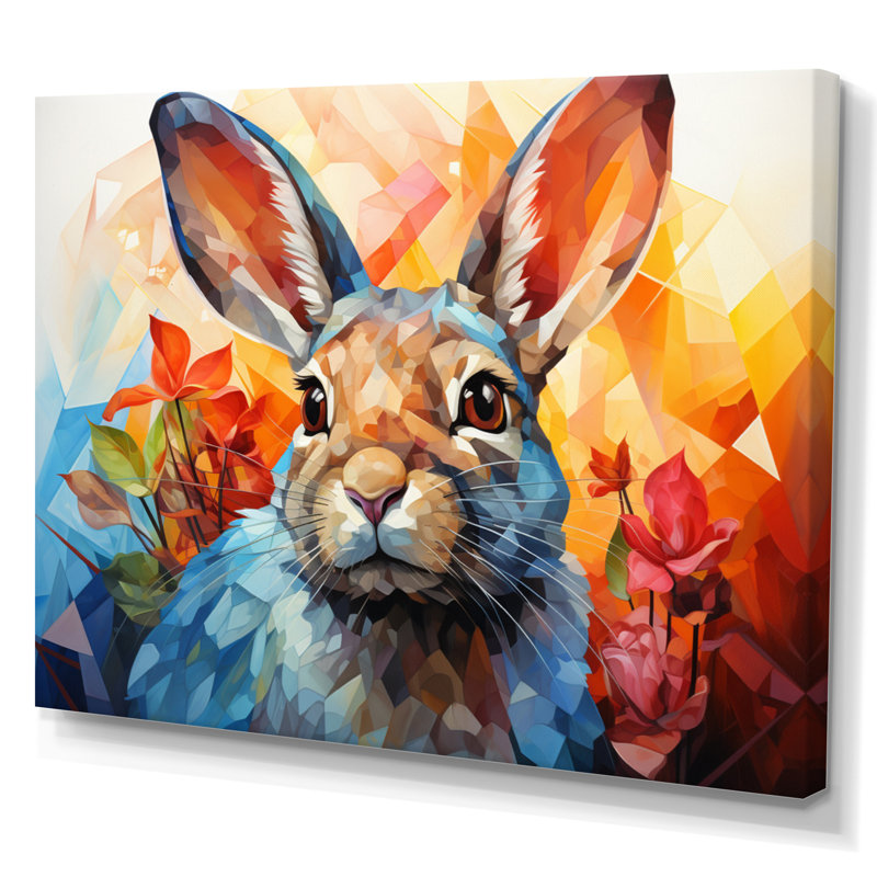 Lapin énergique trémie géométrique II - impression, Toile tendue, H 30 po x l 40 po x P 1,5 po