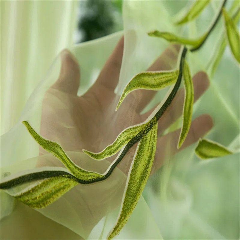 Dmarko Sheer Curtain Single Panel, Green, 39.4" W x 78.8" L