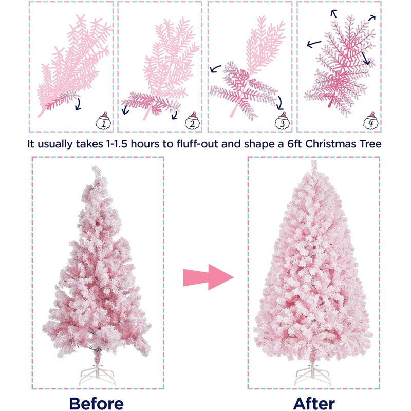 6ft Pink Pre-Lit Artificial Christmas Tree with Warm White Lights