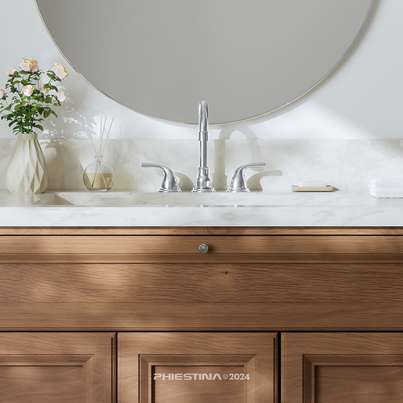 8 Inch 3 Hole Chrome Bathroom Sink Faucet, 2 Handle Widespread Faucet With Metal Pop Up Drain And Water Supply Lines, Chrome