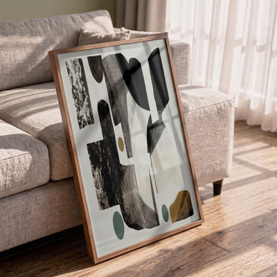 «Neutral Abstract Forms» par Cartissi - Art mural abstrait - reproduction encadrée mat 40 x 60 (naturel)