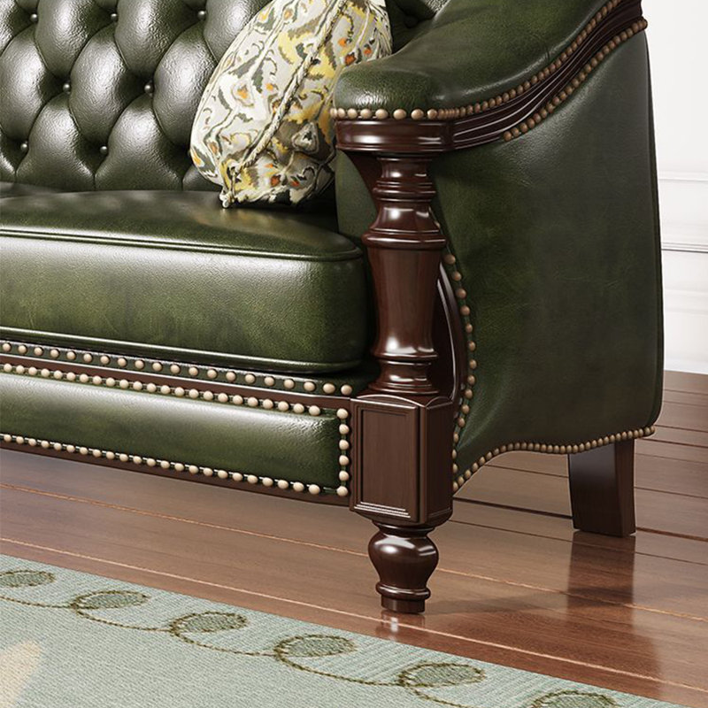 American Retro Style Solid Wood Leather Chair Leather Armchair
