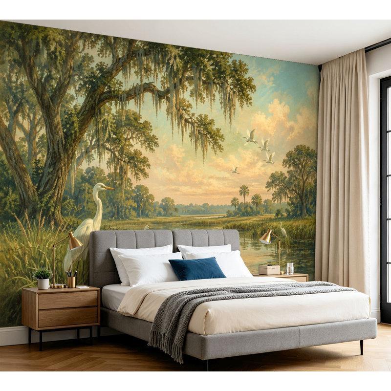 Papier peint adhésif autocollant Serene Marshland, L 100 po x l 144 po