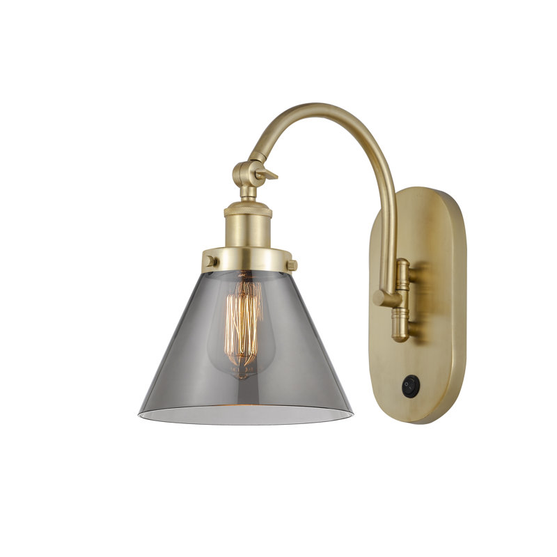 Shauna Armed Sconce, LED, Plated Smoke, Satin Gold