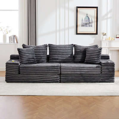 Sofa Bed with Cup Holders, Side Pockets