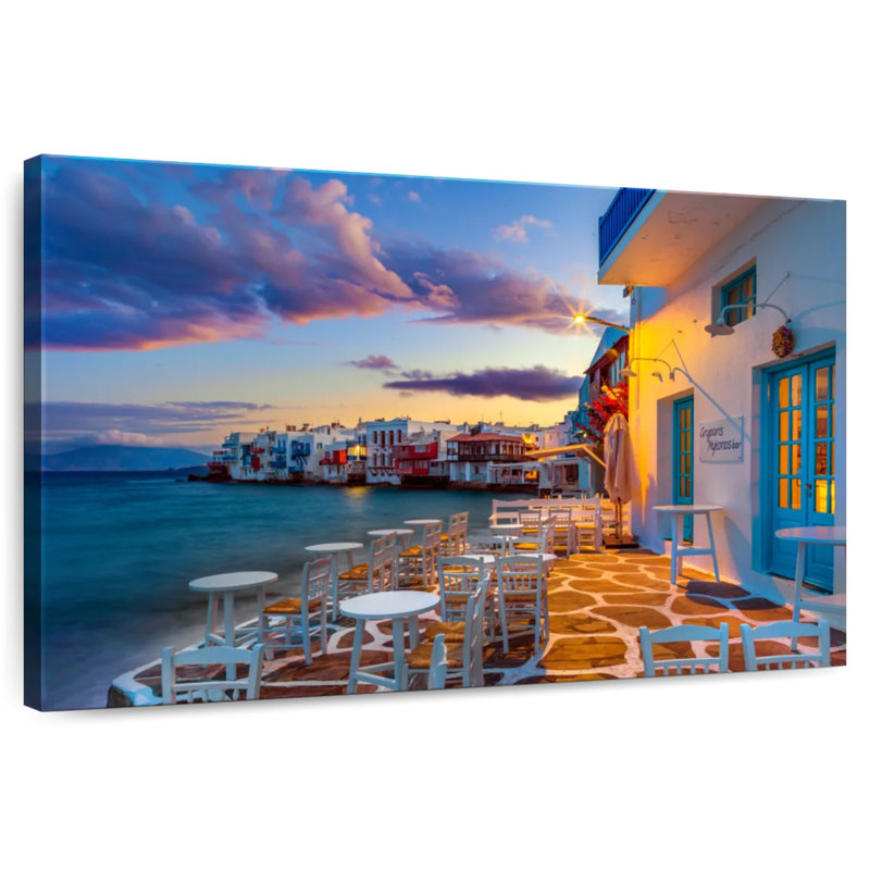 Lilie au lever du soleil aux couleurs de la petite Venise à Mykonos, H 26 po x l 39 po