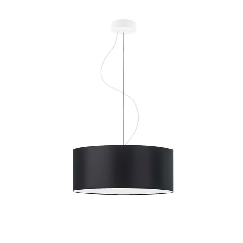 Aubryelle 3 - Light Drum Pendant, White, Black, 120cm H x 40cm W x 40cm D