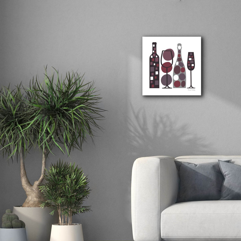 "Modern Kitchen Square 1 Wine Red" par Michael Mullan, art mural sur toile, 18 po x 18 po