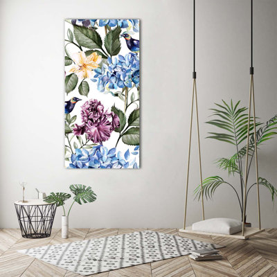 Flowers And Birds - Wrapped Canvas Print