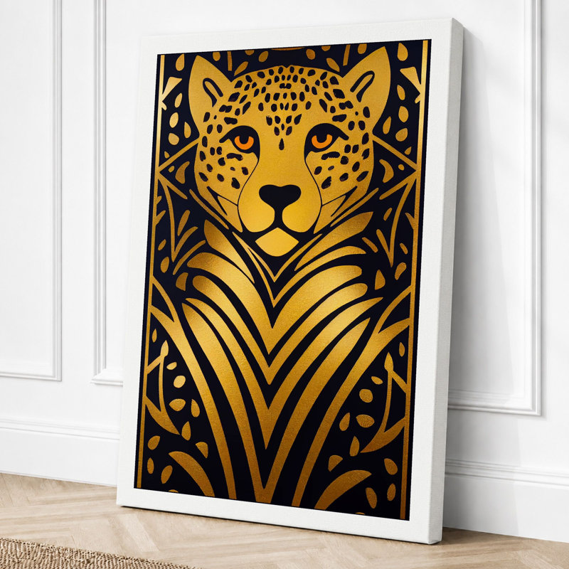 Leopard Heraldic Art Deco - Print, 24x16 - 61.0 x 40.6 cm, White Border