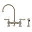 Whitehaus Collection Bridge Faucet with Long Gooseneck Swivel Spout, Lever Handles and Solid Brass Side Spray-1313783638-1319394653