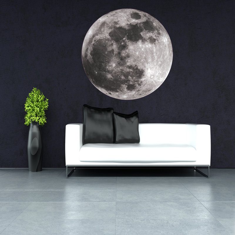 Adhésif décoratif enfants lune, H 27,56 po x l 27,56 po, Noir