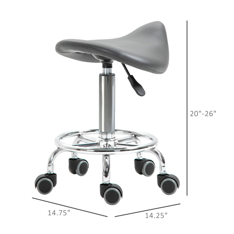 Wibaux Adjustable Height Lab Stool with Footring Wheels, Grey