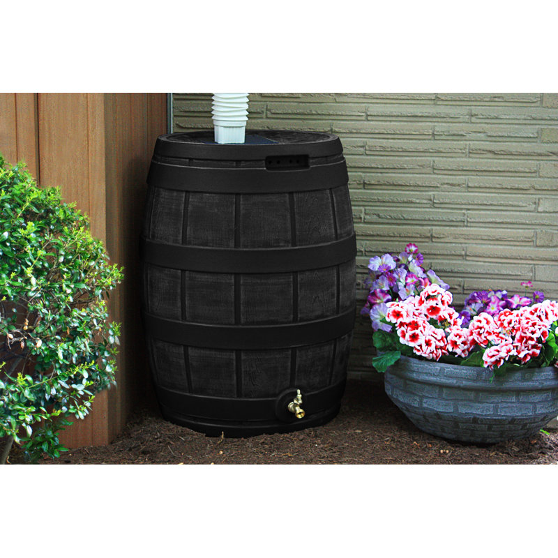 50 gallons Baril de pluie en plastique, Noir
