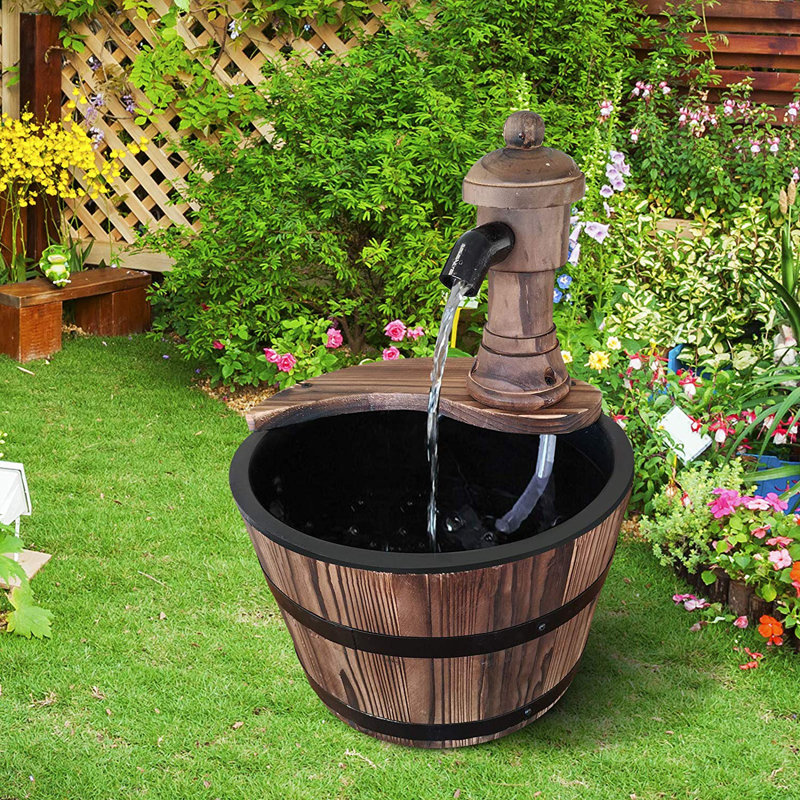 Bidwell Outdoor Wood Weather Resistant Urn Fountain