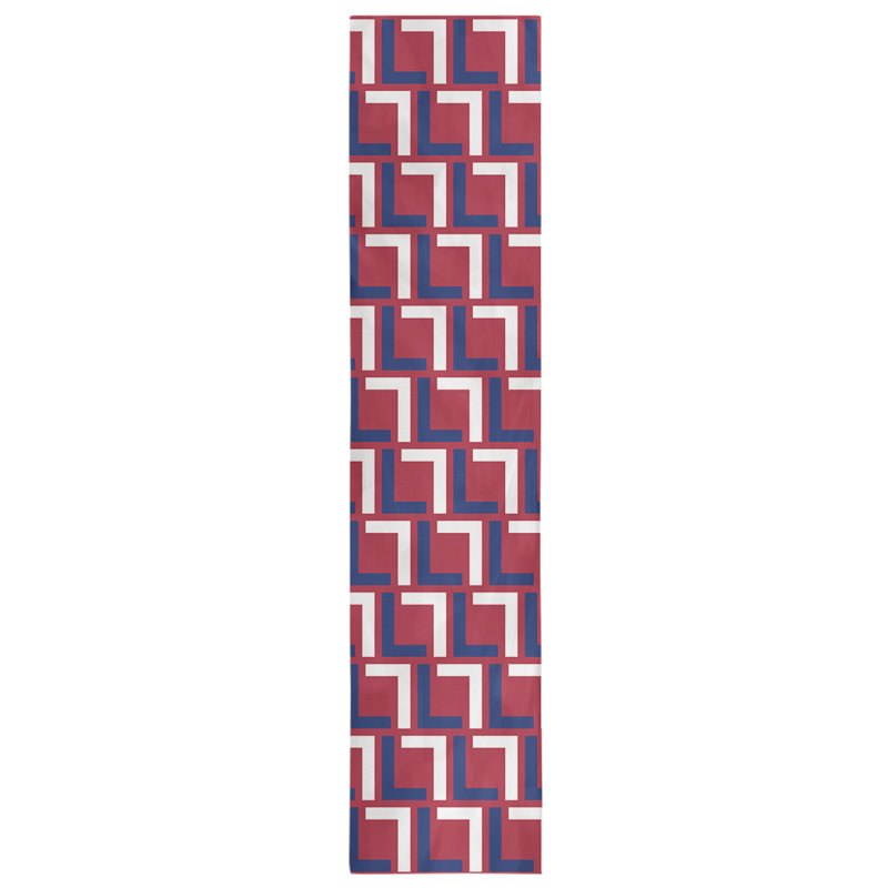 Chemin de table Carolina, 72 po x 16 po, Coton, Rouge / bleu foncé / blanc