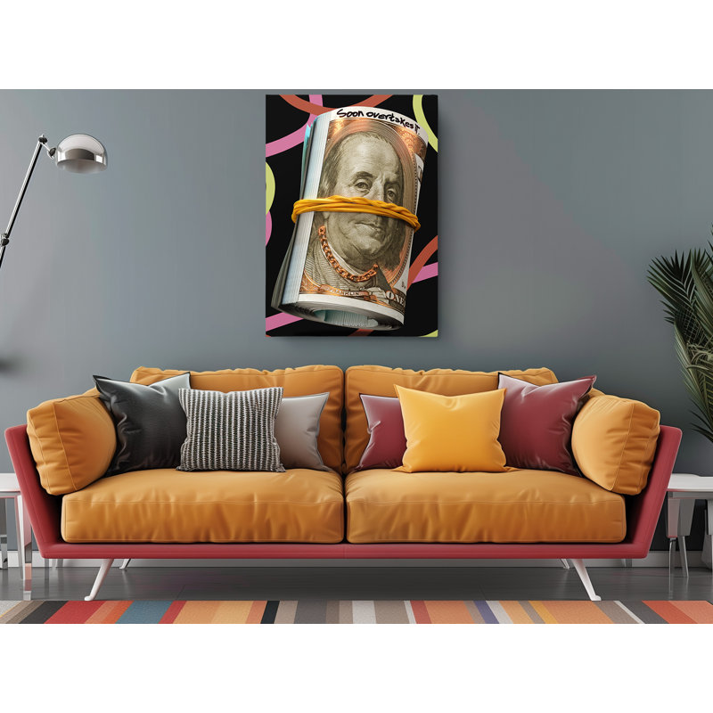 Stack of Money Dollar Bills Canvas Art Print