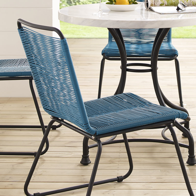 Travers Indoor/Outdoor Stackable Wicker Dining Side Chair, Peacock