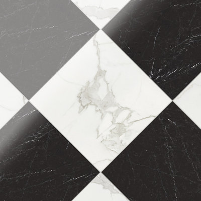 Toscane 24 x 24 damier Nero Marquina et Calacatta 24 x 24 poli