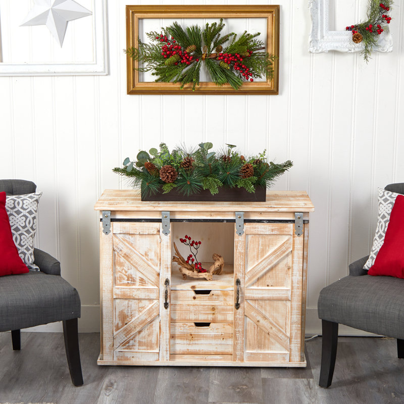 10'' Faux Pine Plant in Wood Planter
