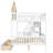 Full Size Wooden House Roof Bunk Bed with Window Door and Roof,Storage Drawers and Staircase,White+Natural-983514772